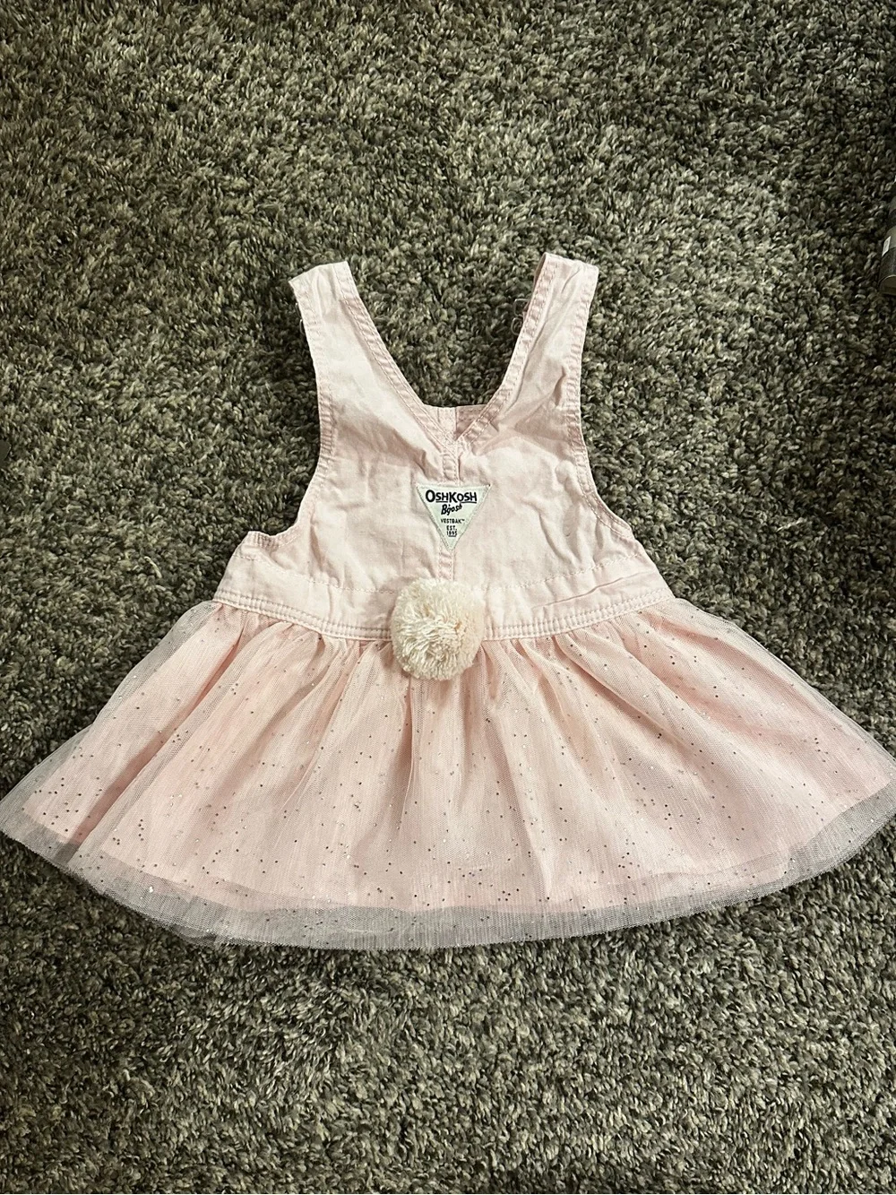 Gymboree Pink Tulle Skirt Overalls Dress with Embroidered Bunny